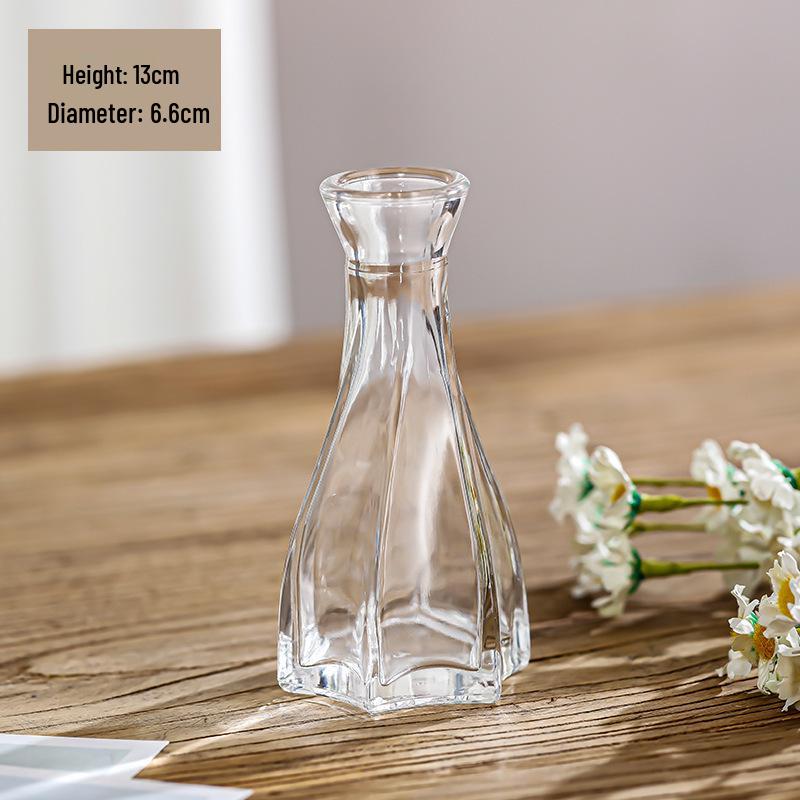 Retro Embossed Transparent Glass Vase: French-Inspired Luxury Home Decor for Living Room
