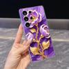 Purple Enamel Flowers with Gold Phone Case for Samsung Galaxy S26 S25 S24 S23 S22 S21 S20 FE Plus Lucency TPU Protection Cover
