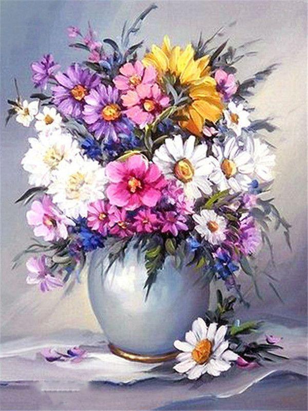 RUOPOTY DIY Frame Picture By Numbers Tower Wall Art On Canvas Acrylic Unique Gift Painting By Numbers Flower For Living Room
