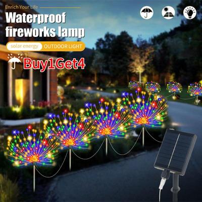 [Buy1Get4] Solar Fireworks Lights Outdoor Waterproof With 8 Lighting Modes Christmas Courtyard Festival Party Light