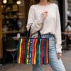 Colorful Striped Tote Bag Casual Fashion Large Capacity Handbag for Daily Use