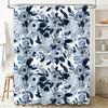Blue White Floral Shower Curtain Modern Bathroom Decor for Home Decoration Long Lasting Waterproof Fabric with Eyelet Rings Perf