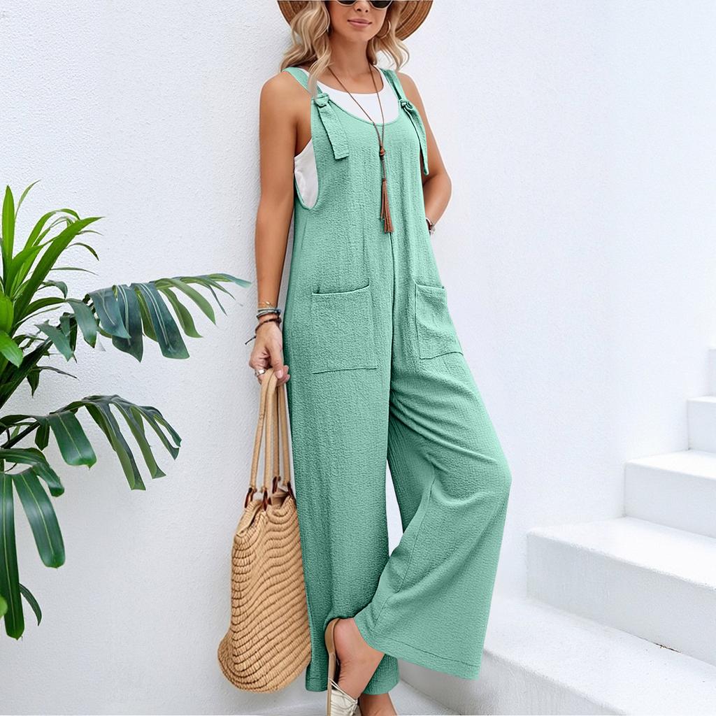 Women's Fashion Cotton And Linen Strappy Jumpsuit/Overalls