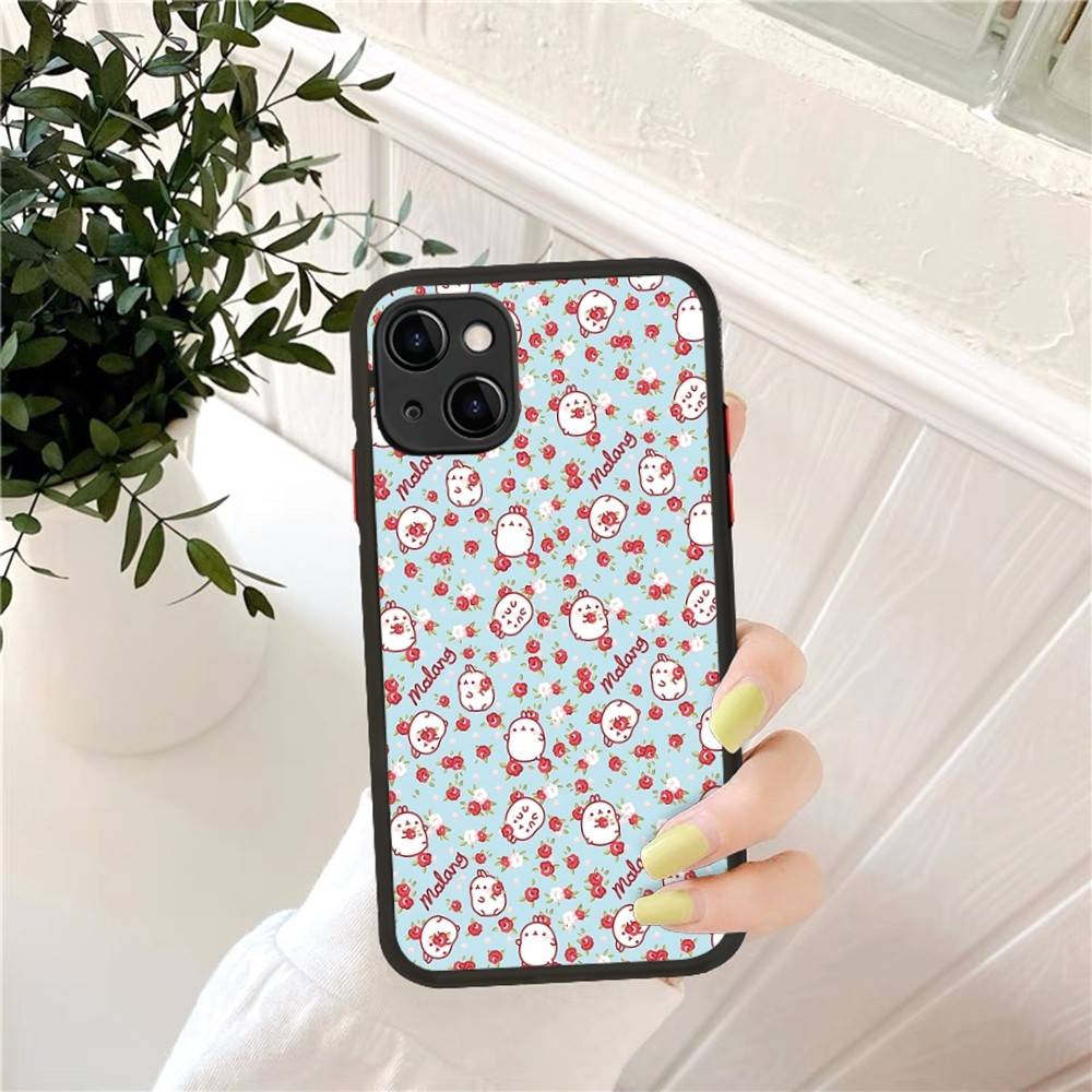 Kawaii M-Molangs Phone Case for iPhone 16 15 14 11 12 13 Pro Max X XS Translucent Matte Cover