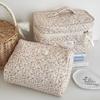 Portable Corduroy Aesthetic Cosmetic Organizer Large Capacity Zipper Floral Makeup Pouch Toiletry Bag Toiletries
