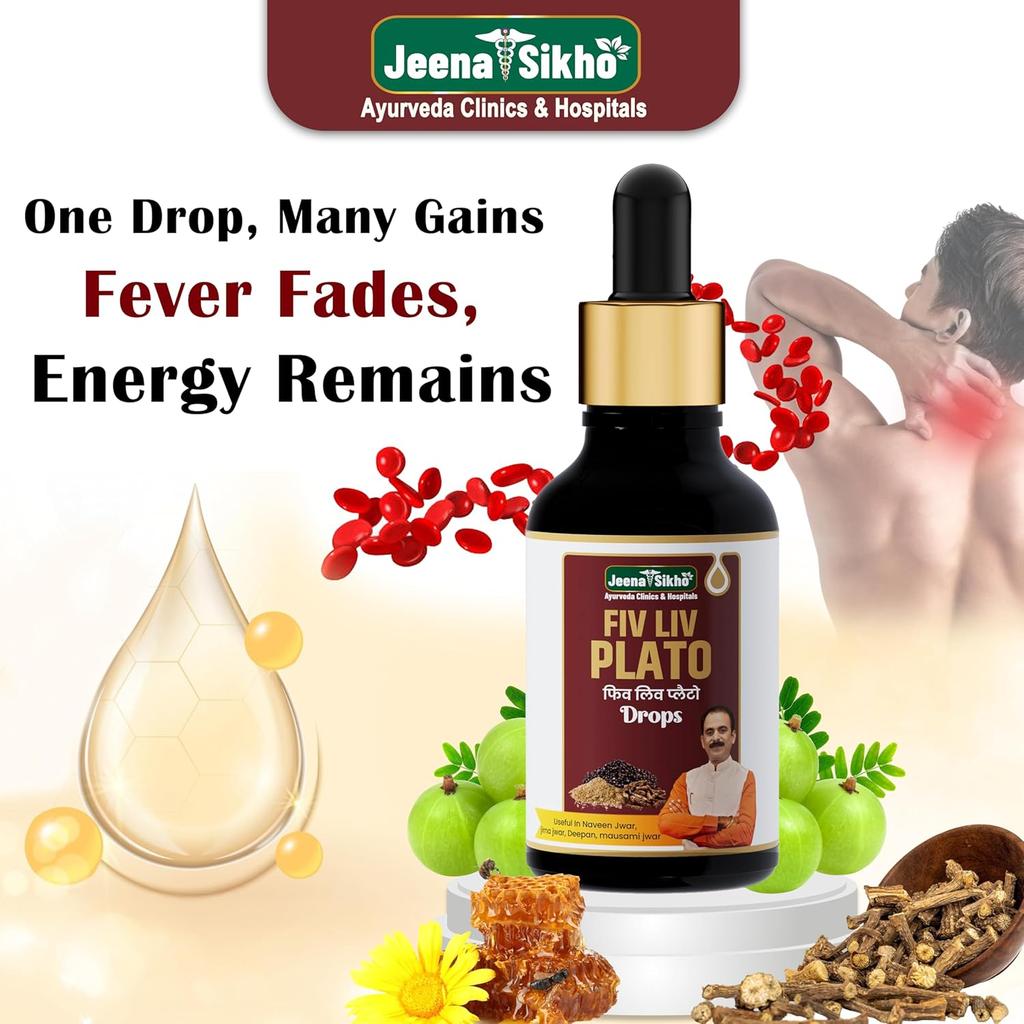Jeena Sikho FIV LIV PLATO Ayurvedic Wellness Drops For Temperature Balance Support Herbal Body Balance Drops 30 ml