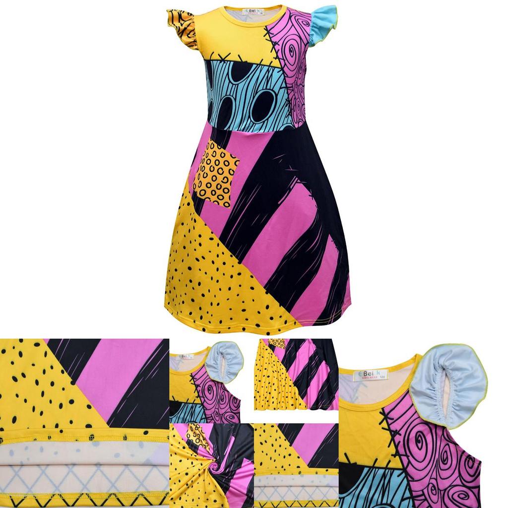 Enchanting Nightmare Before Christmas Sally Dress Costume For Girls Soft And Durable