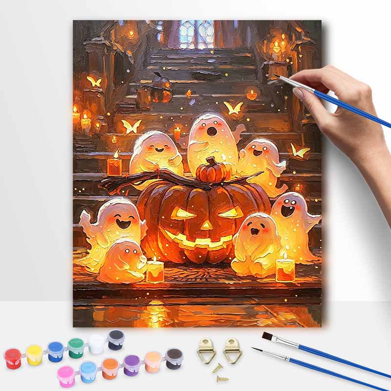 Halloween Oil Painting Digital Painting Pumpkin Handmade Diy Coloring Painting Home Decoration