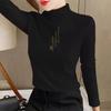 Women's Double-Sided Velvet Brushed Half-High Collar Warm Long-Sleeve Shirt - Autumn/Winter 2023 Style, Solid Color