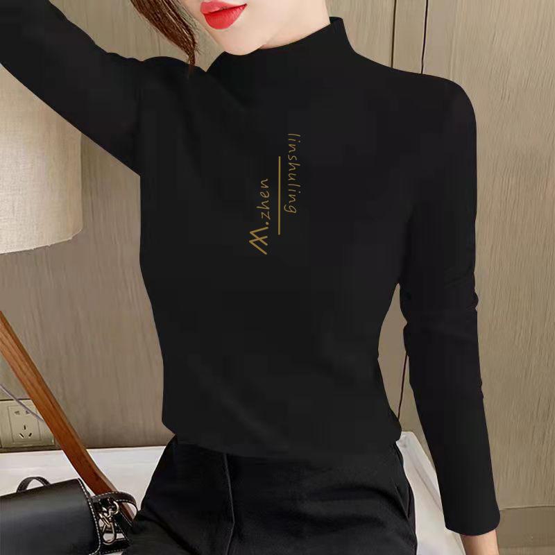 Women's Double-Sided Velvet Brushed Half-High Collar Warm Long-Sleeve Shirt - Autumn/Winter 2023 Style, Solid Color