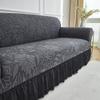 1 Stück Dehnbarer Sofabezug Jacquardmuster Sofabezüge mit Rock Einfarbige Staubdichte Rutschfeste Sofaschutzhülle für das Wohnzimmer