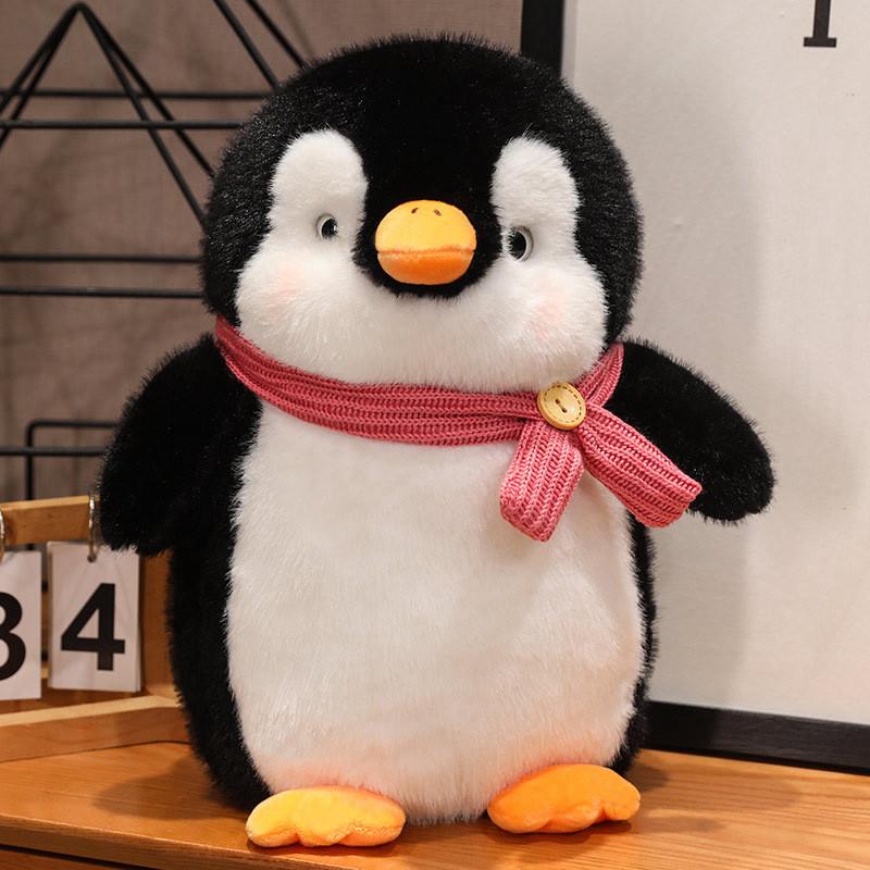 Doll Plush Penguin Pillow Birthday Gift Pink Gray Scarf Decoration Oceanarium