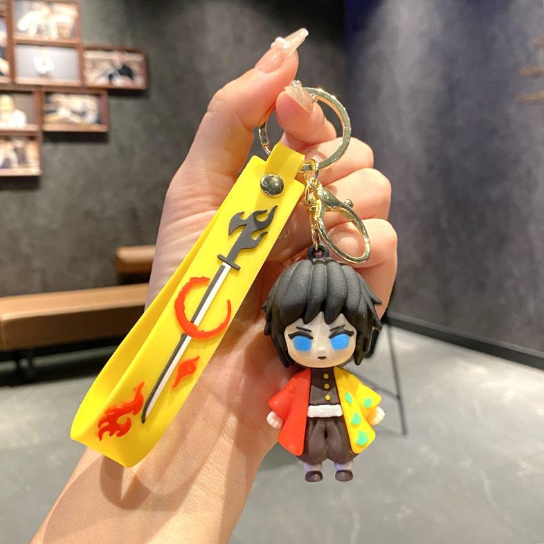 Cartoon Anime Ghost Annihilation Blade Key Chain Creative Silicone Charcoal Jiro Car Pendant Couple Bag Keychain