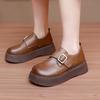 Shoes Women's Retro Muffin One-word Buckle Platform Shoes 2025 Spring and Autumn New Versatile College Style Heightening Loafers