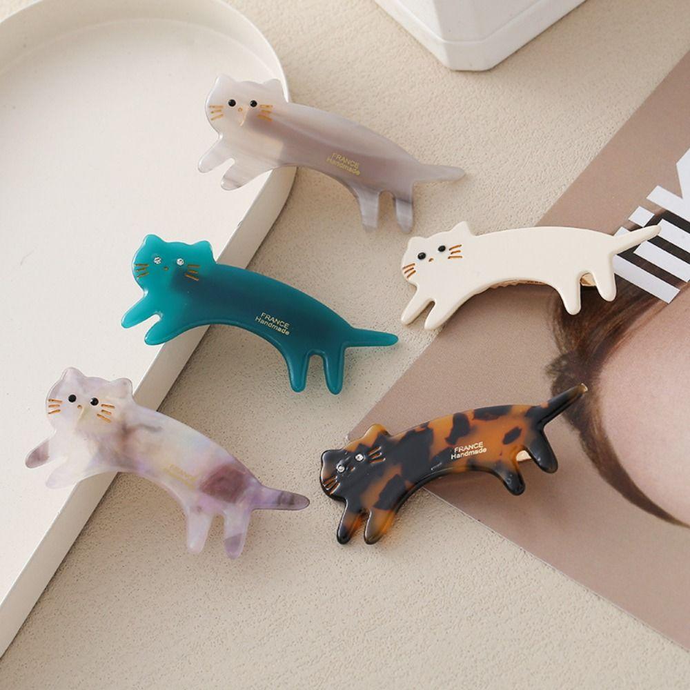 Small Cat Shaped Hair Clip Acetic Acid Cute Side Clip Cute Animals Hairpin  Vacation