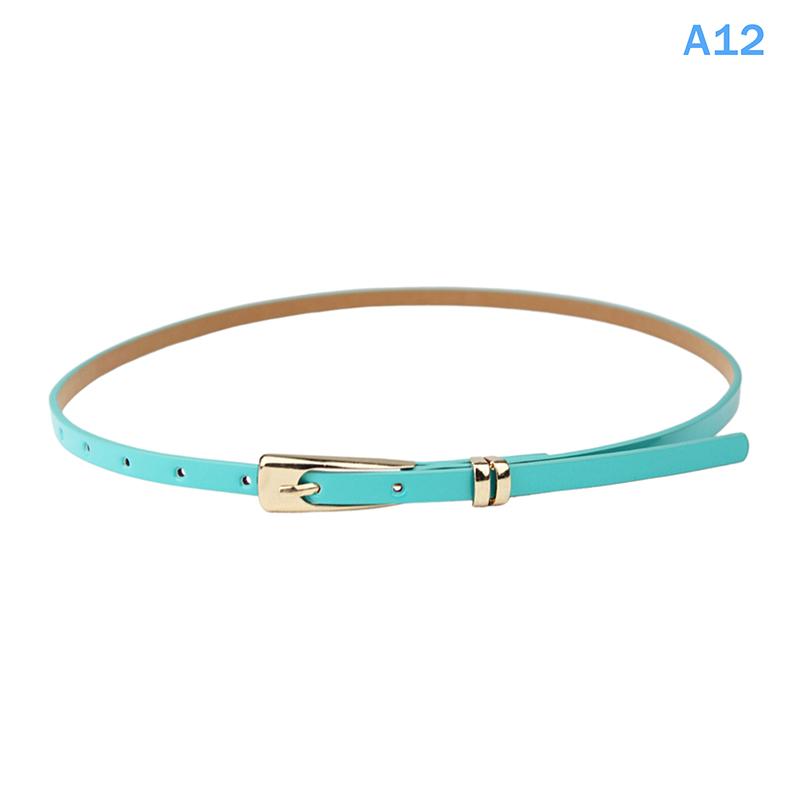 1Pc 12 Candy Colors Women'S Leather Belt Skinny Thin Dress Belt Waist Belt Waistband Dress Coat Waist Seal Jeans Belt