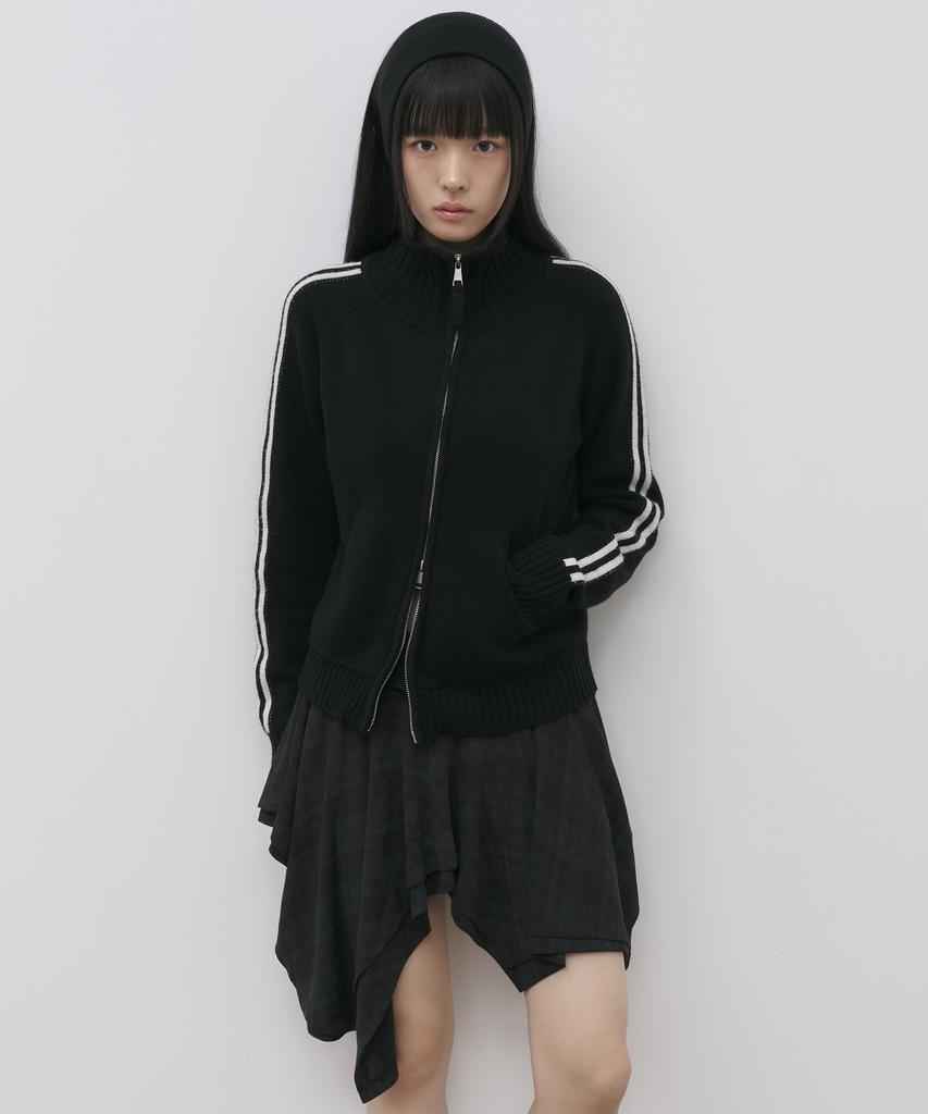 Seul Check Asymmetrical Layered Skirt_Black