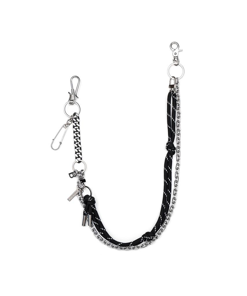 BLACKBLOND Bbdy 2-Stripe Detachable Rope Pants Chain (Silver & Black)
