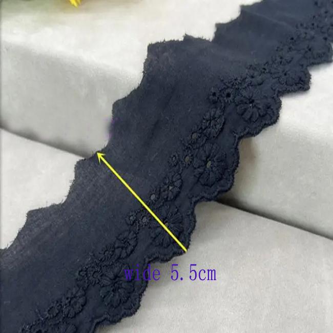 4Meters/lot 5.5cm Wide Cotton Cloth Lace Fabric Floral Embroidered Lace Cloth Trimming Dress Costume Girl Bowknot Material