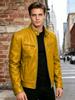 Men's slim-fit PU leather jacket stand-up collar locomotive jacket autumn and winter trend short jacket fashion casual leather jacket