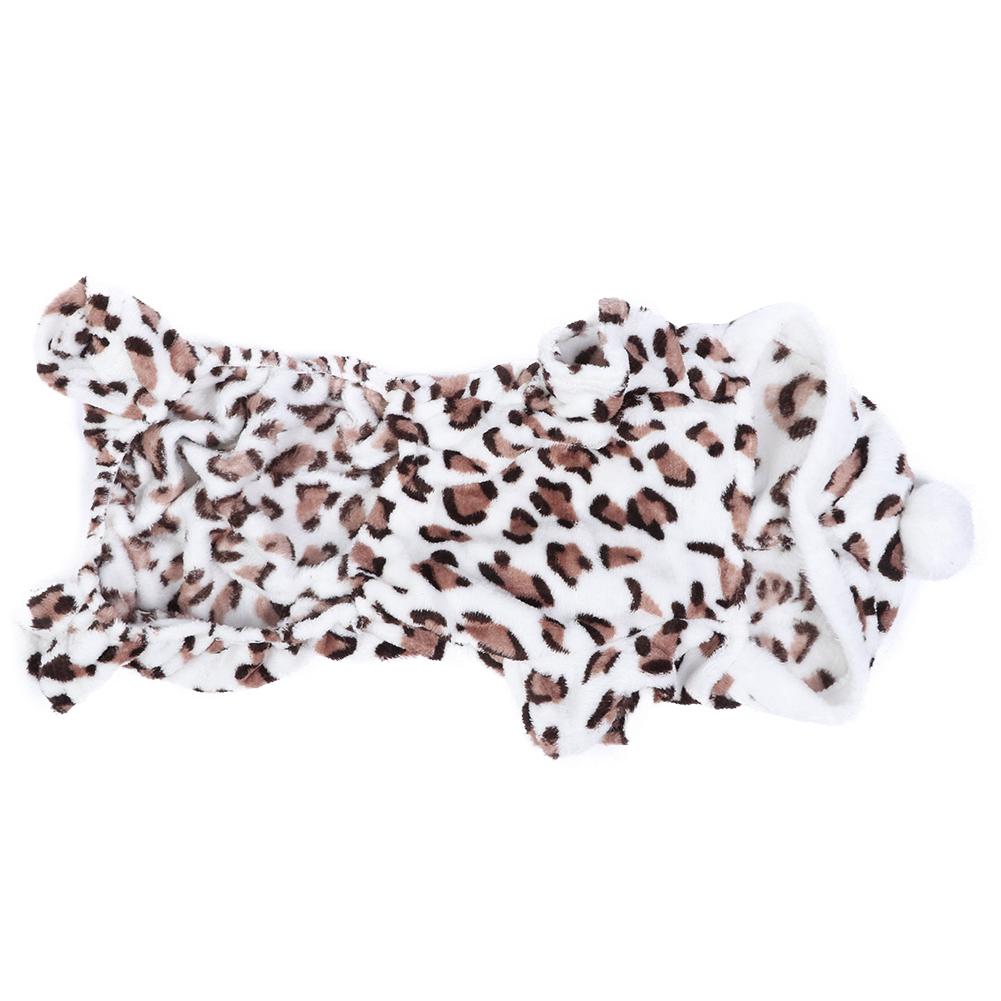 Haustier Hund Katze Plüsch Niedliche Kleidung Leopardenmuster Kostüm Nachtwäsche Warmhalten Kapuzendesign für Herbst und Winter