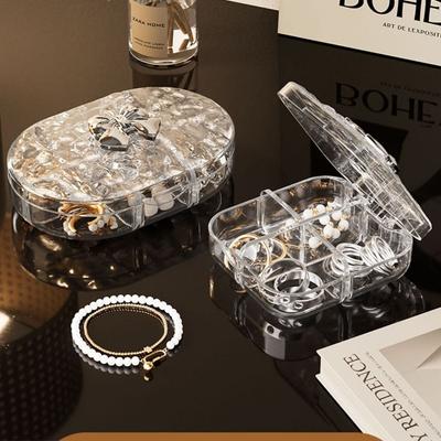 Transparent Jewelry Storage Box Water Ripple Jewelry Organizer Dustproof Packaging Box  Earrings