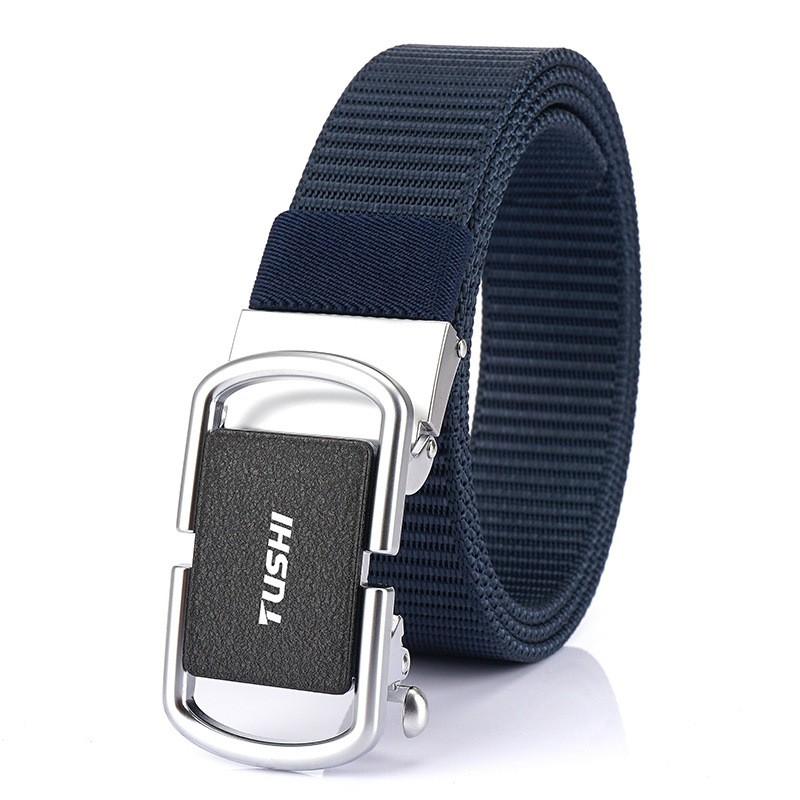 3.5cm Toothless Automatic Buckle Belt Men's Outer Nylon Casual Pants
