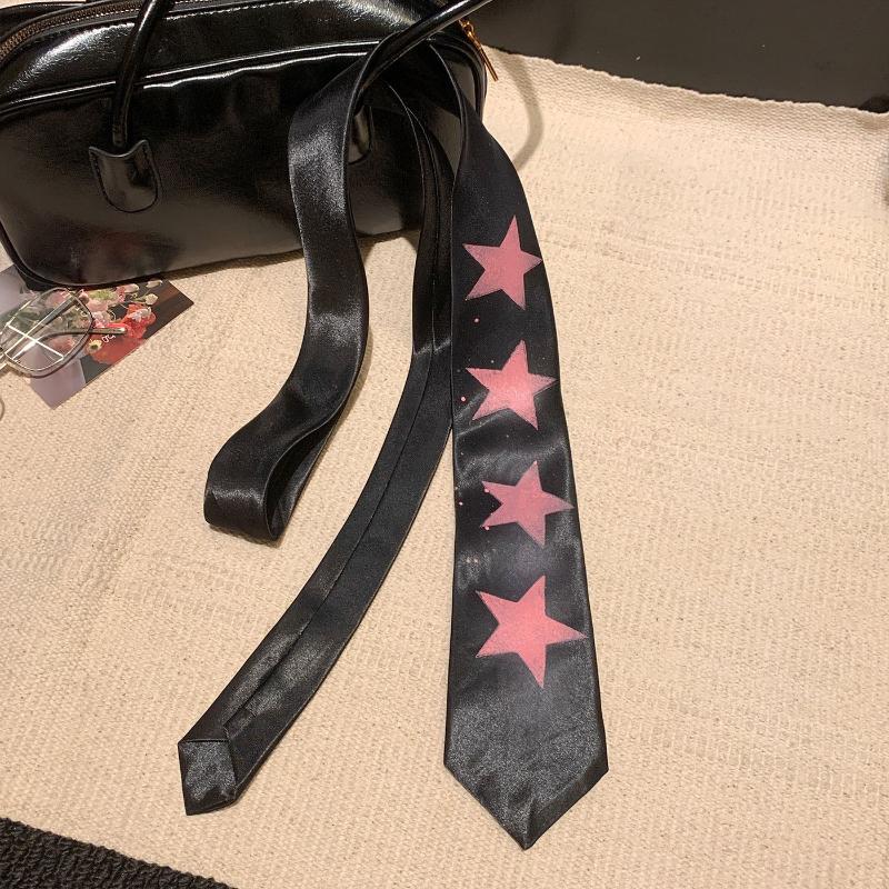 Star Gradient Neck Tie for Women Sweet Decorative Soft Neck Scarf Trendy Necktie for Theme Party Cosplay Accessories