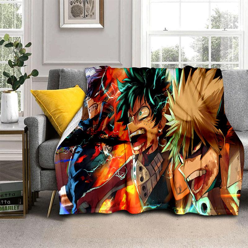 3D My Hero Academia Deku Bakugou Cartoon Anime Blanket,Soft Throw Blanket for Home Bedroom Bed Sofa Travel Picnic Cover Kids