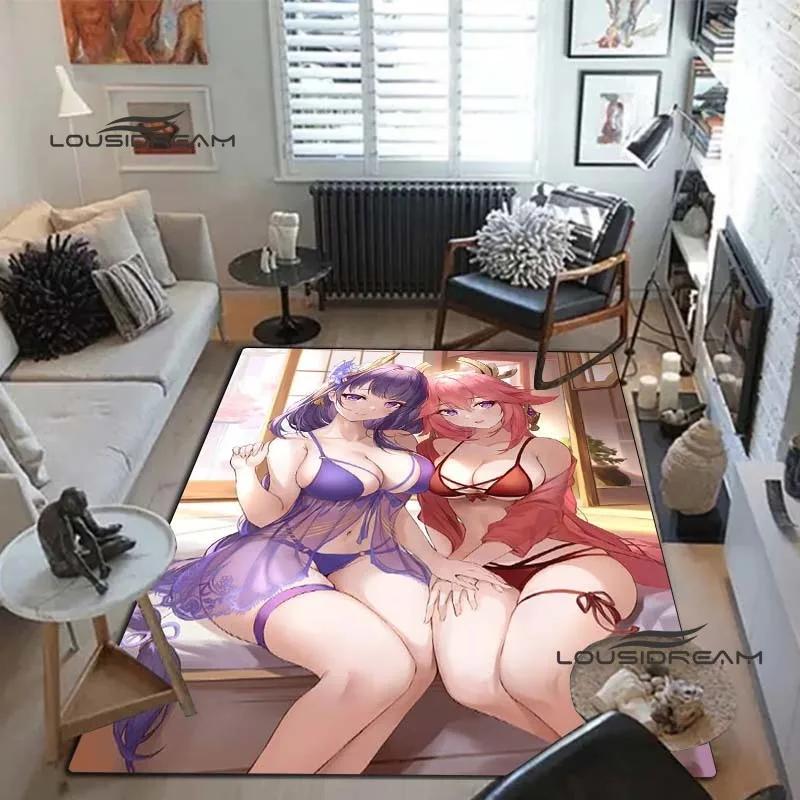Genshin Beauty Sexy Carpet and Rug Game Otaku Anime Rug Living Room Bedroom Area Soft Carpet Study Porch Bedside Non-slip Mat
