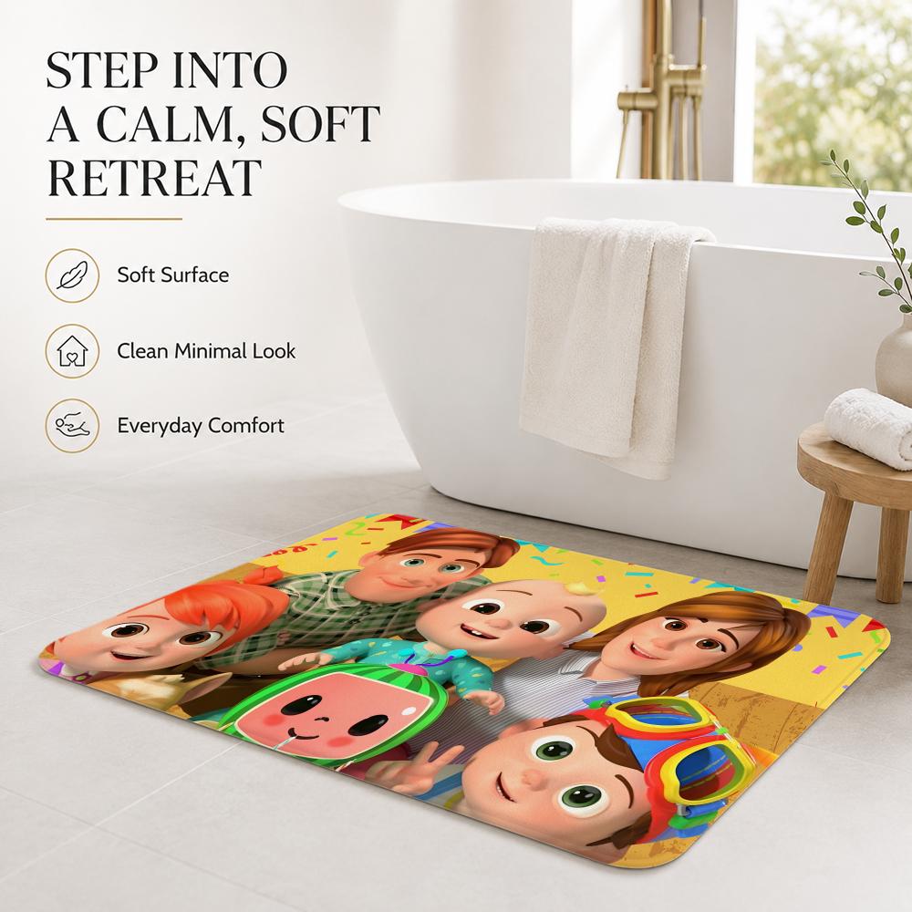 Cute C-CoComelon Floor Mat Cozy Minimalist Flannel Area Rug Anti-Slip Washable Bedroom Living Room Decor