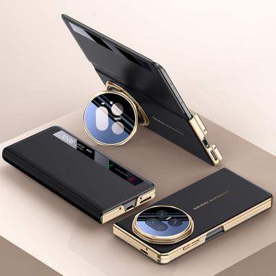 Pro Honor Magic V5 5G Pouzdro Smart View Okénko Kožený Kryt Telefonu s Kovovým Stojanem na Čočku