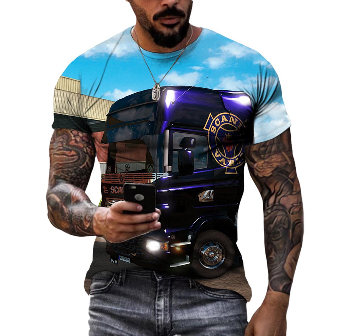 

Летняя модная классическая игра-симулятор грузовика с 3D HD-принтом, мужская трендовая футболка Harajuku с круглым вырезом, большие размеры, высокое качество, с коротким рукавом 4XL синий