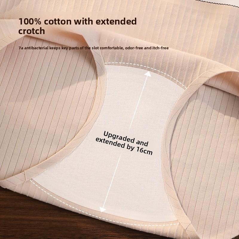 Large Size Female Spring Cotton Non   Trace Breathable Long Crotch Antibacterial Briefs