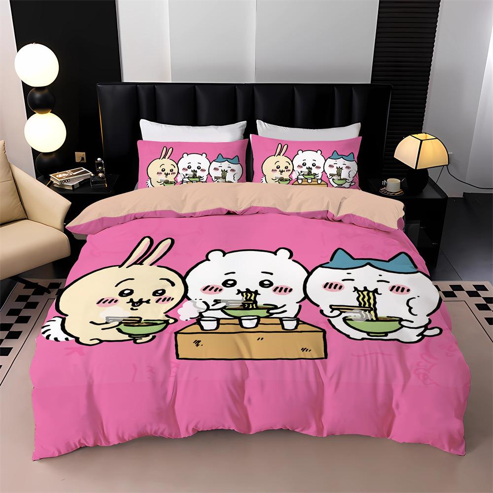 New Chiikawa Bedding Set 3D Digital Printed Hachiware Momonga Duvet Cover Set With Pillowcases Animes Quilt Cover Twin Full