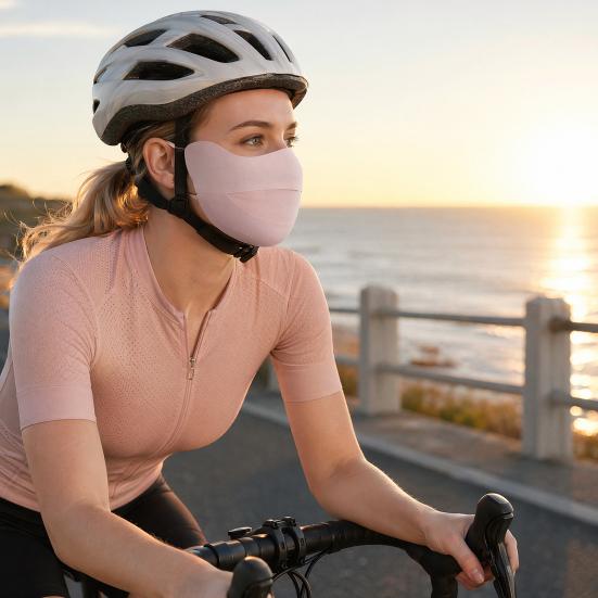 Soft Ice Silk Face Guard, Half Face Sun Protection Mouth Guard, Breathable Holes Face Shield with Elastic Ear Hooks for Cycling Running Hiking