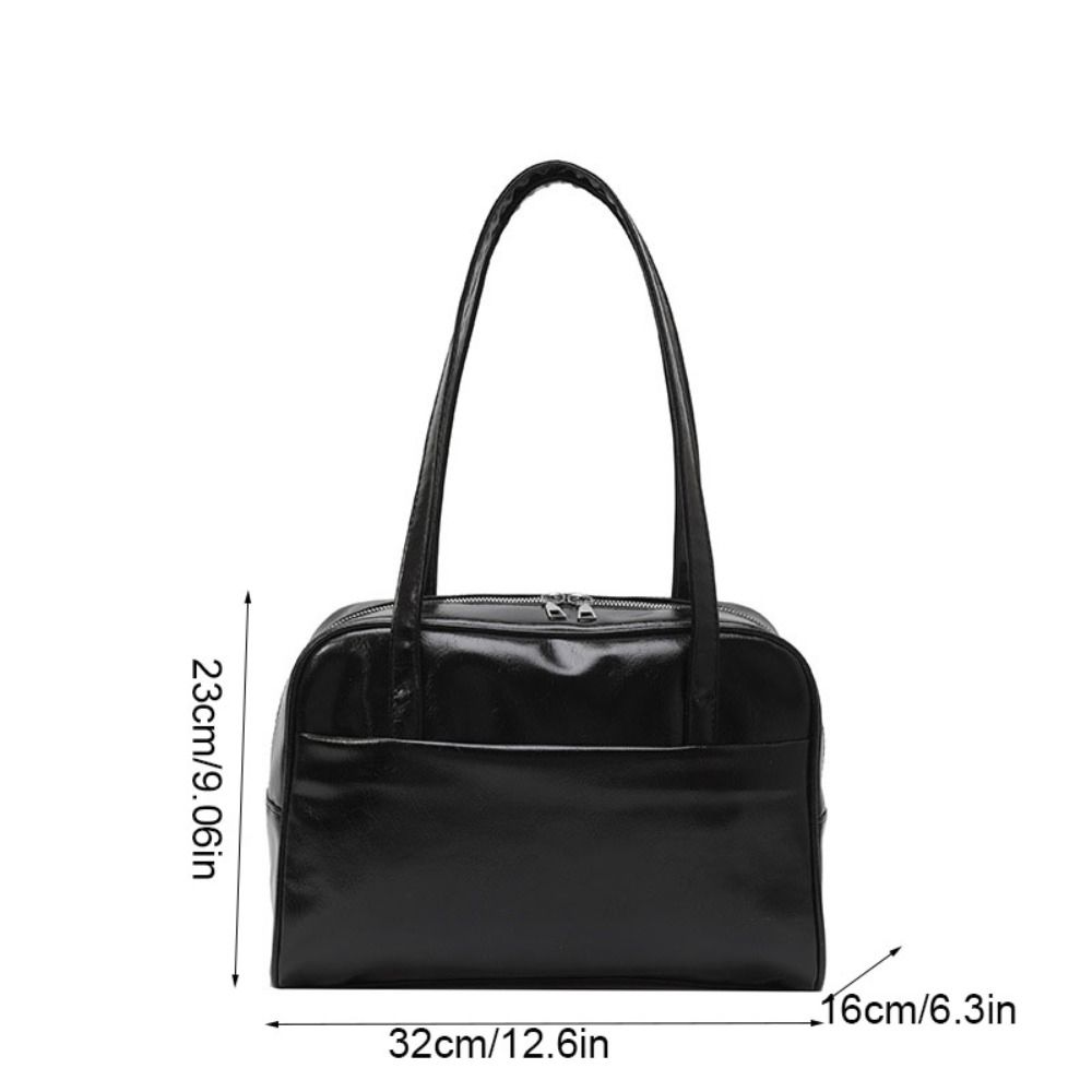 Solid Color Pu Leather Tote Bag Large Capacity Women's Handbag Fashion Boston Shoulder Bag Girls