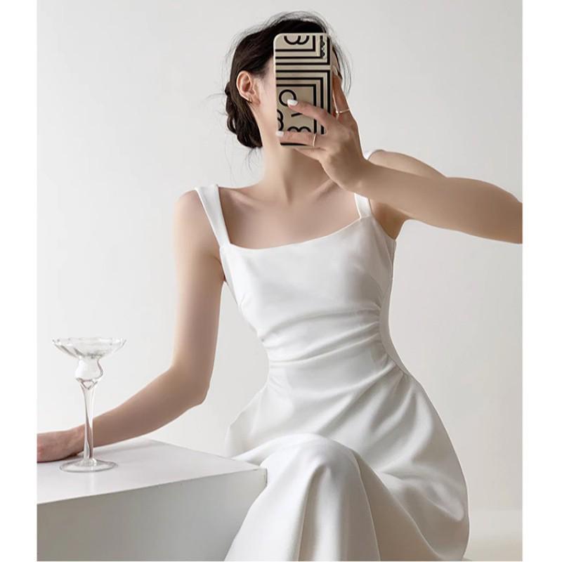 

Новогоднее красное платье с тонкой талией и подтяжками для женщин - весеннее повседневное платье для помолвки L белый