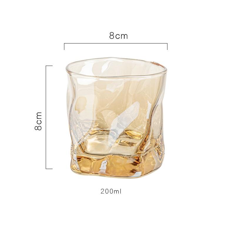 6/4/2/1Pcs 200ml Luxury Whisky Glass Cup Set Unique Twisted Glass Wine Cocktail Beer Coffee Drink Tea Mug Kitchen Bar Club Party