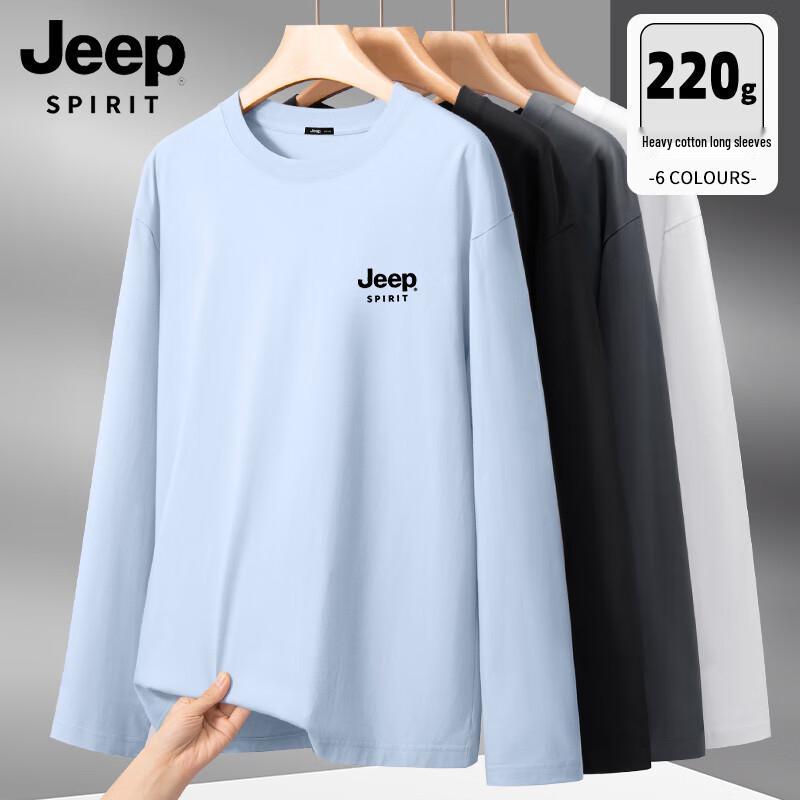 JEEP SPIRIT Men s Heavyweight Pure Cotton Long-Sleeve T-Shirt 2XL