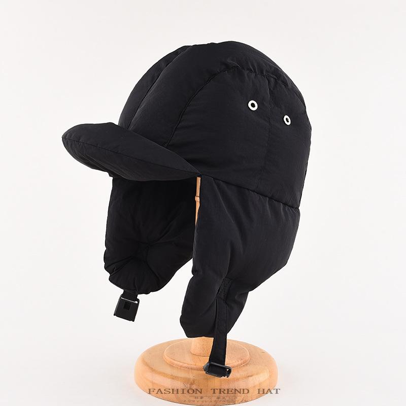 Korean Version of Down Cotton Hat Men's Winter Cycling Thickened Warm Ear Protection Light Duck Tongue Pilot Hat Women's Tide