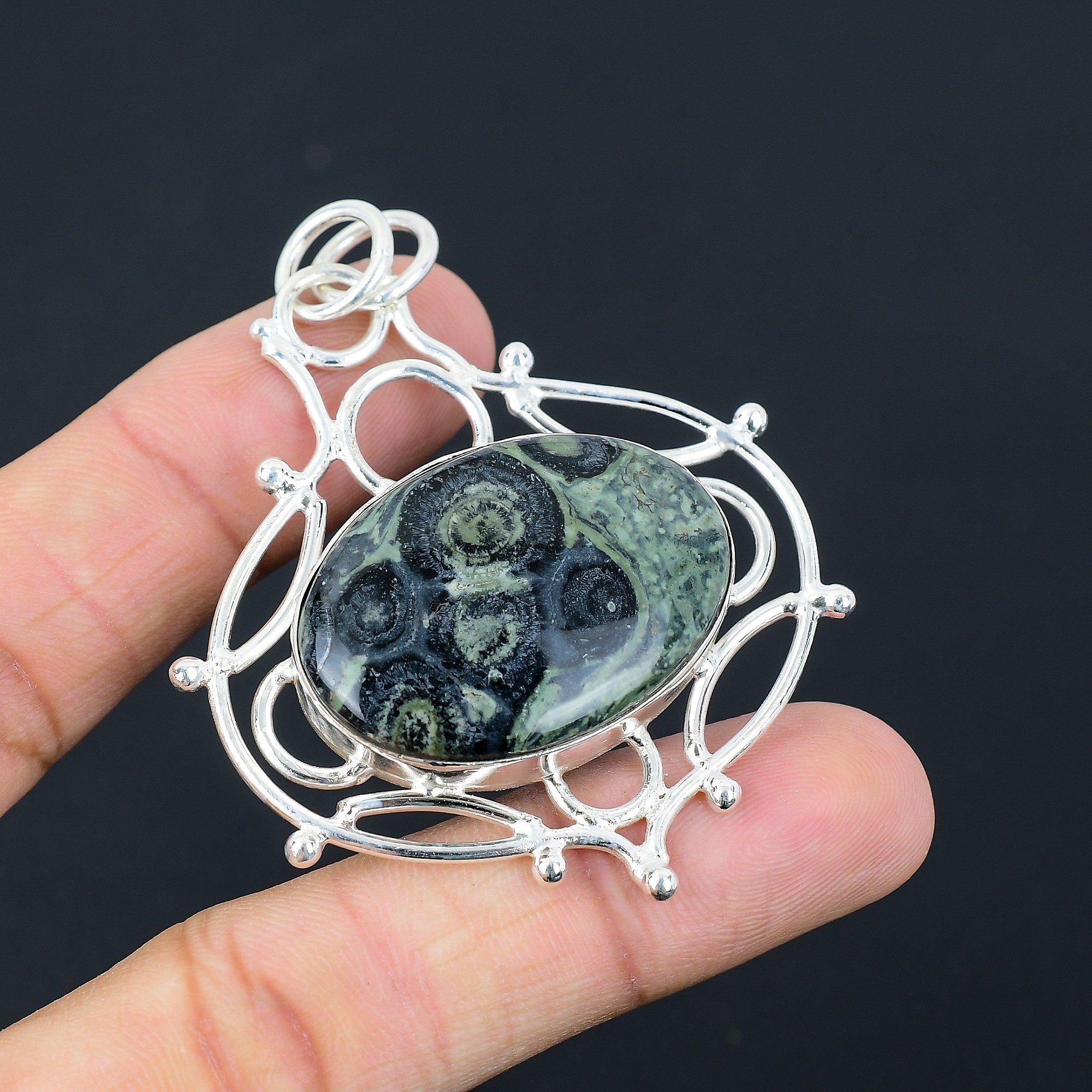 Halloween Deal Sterling Silver Oval Kambaba Jasper Gemstone Mother New Pendant