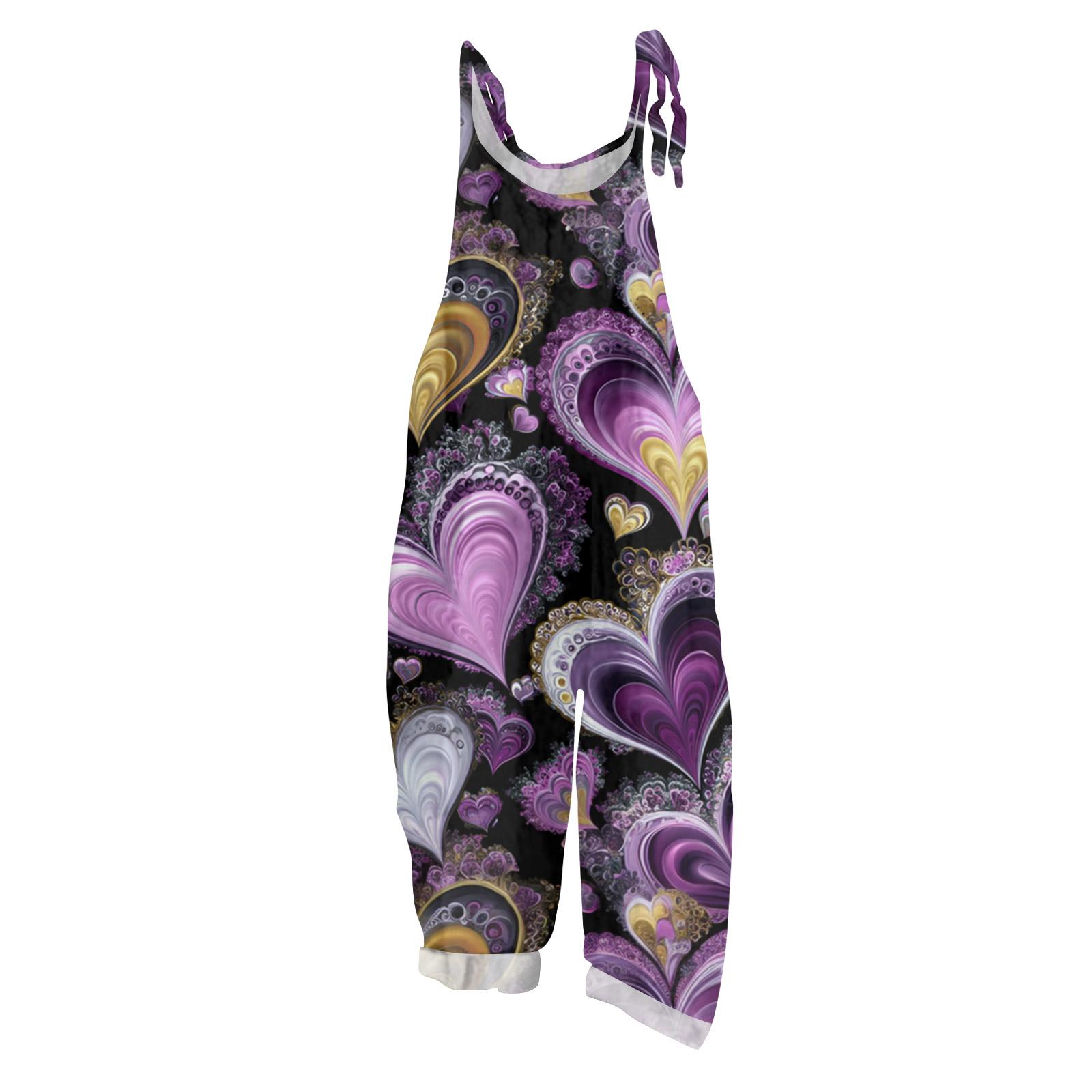 Женский комбинезон с принтом, повседневный свободный винтажный комбинезон из хлопка и льна XXXXL