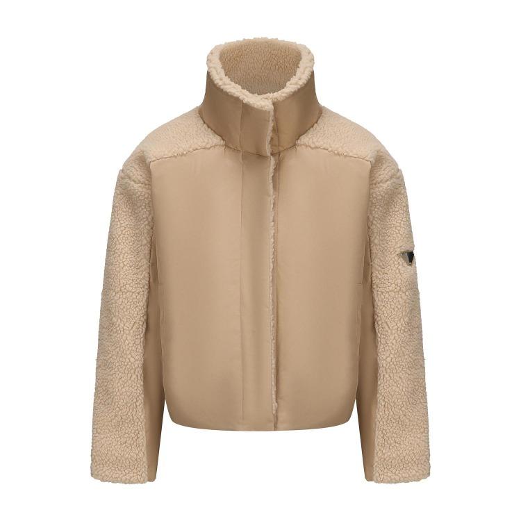 Vintage Style Womens Plush Fleece Bomber Jacket Windproof Warm Loose Fit Lapel Zipper Short Coat Long Sleeves Outerwear Autumn Winter Tops