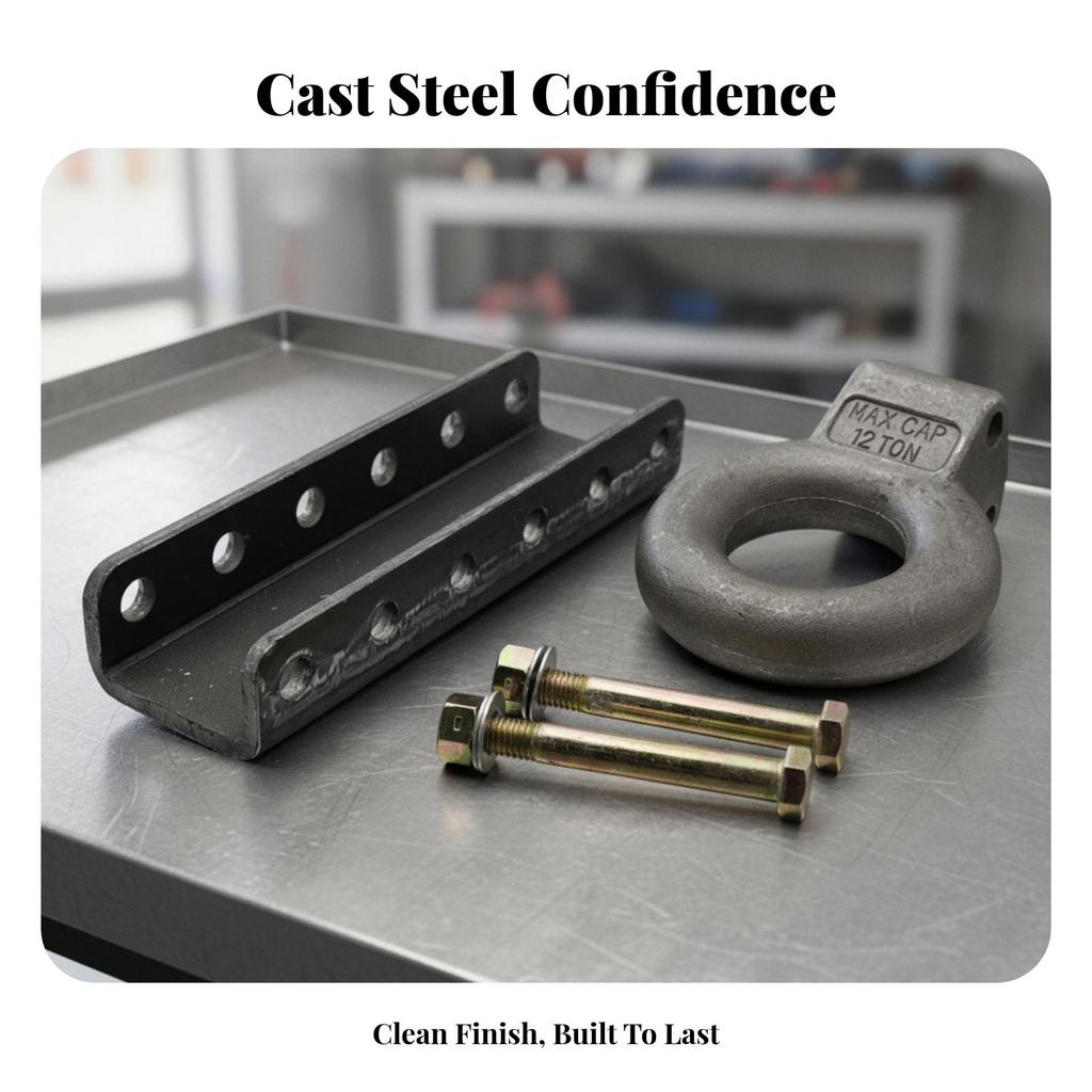 Tow Loop Hitch with Mounting Plate Metal Hardware Wear Resistant