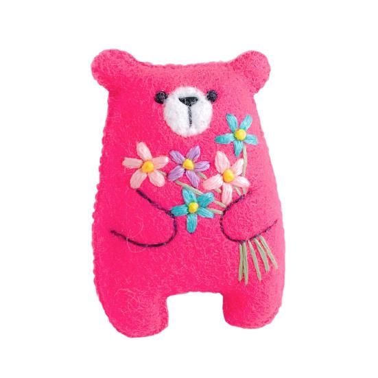 

Карманный цветок-медведь, кукла, ручной работы, войлочный цветочный букет, маленький плюшевый медведь, украшение для рабочего стола, подарок на день рождения, Рождество красный