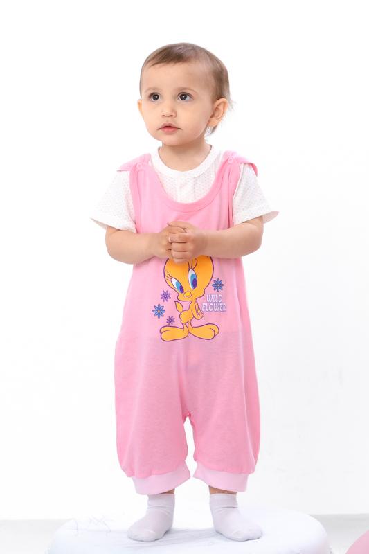 Infant Girls’ Clothing Set – TWEETY Print, Cotton T-Shirt & Pink Romper, Summer, 5018-002-33-5 HC