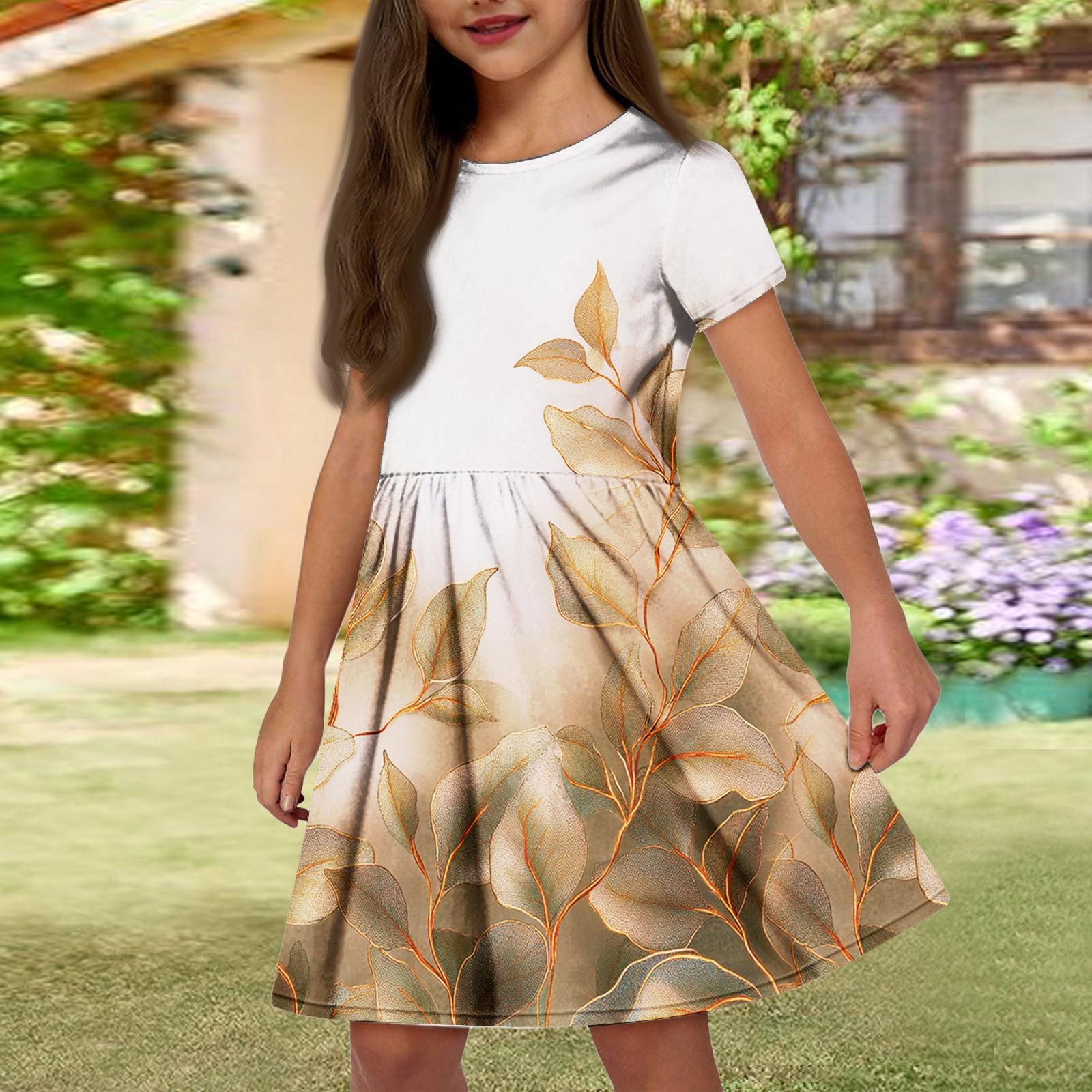 

Летнее платье для девочек, однотонное платье без рукавов с принтом и карманом, повседневное платье, вечернее платье с короткими рукавами 160 жёлтый