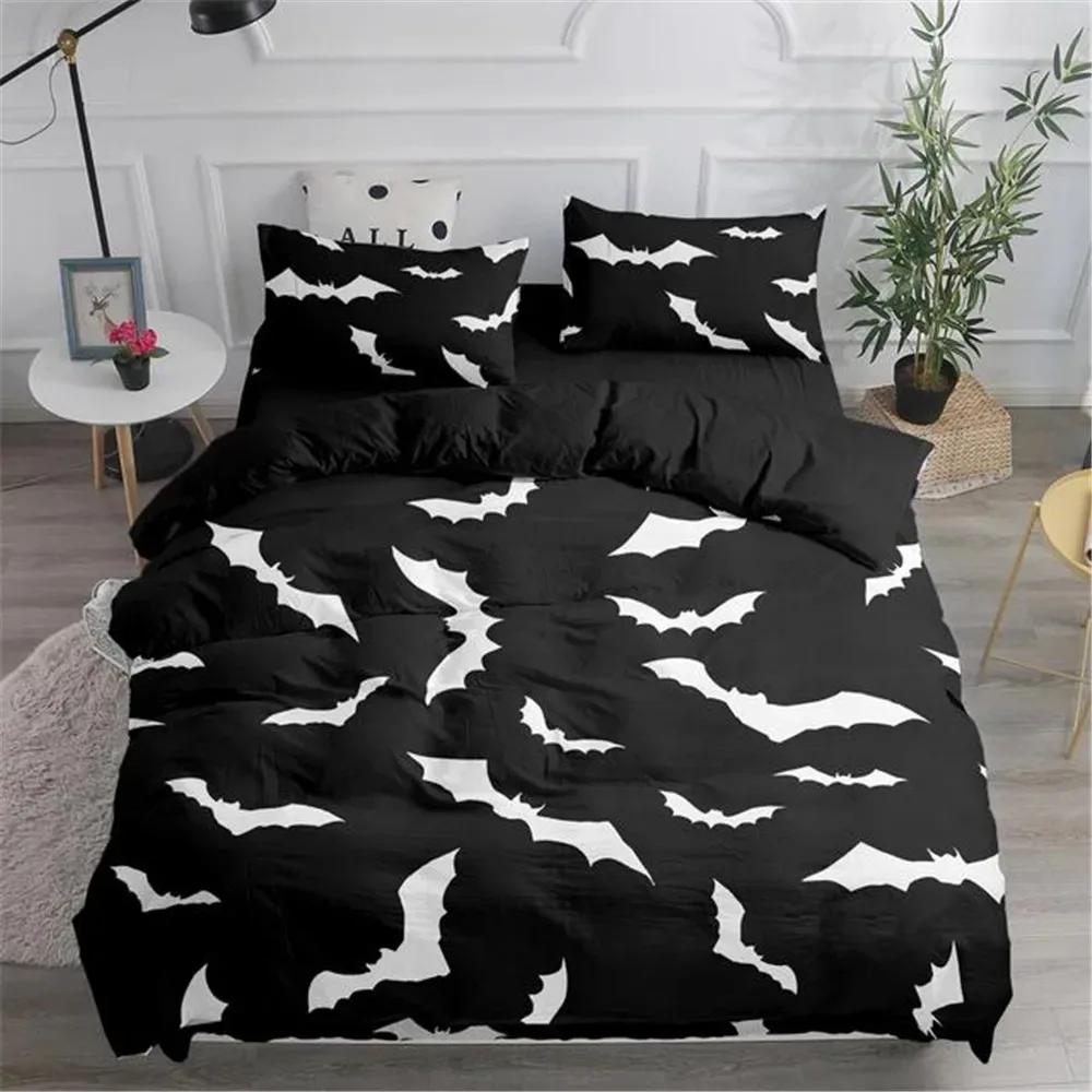 Halloween Flying Vampire Bedding Set Bats Duvet Cover Witchcraft Magic Polyester Comforter Cover Single Double King Bedclothes