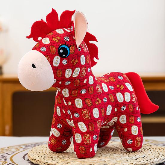 Horse Doll Good Luck In Year of The Horse National Style Auspicious Blessings Horse Figurine Chinese Zodiac Horse Plush Toy